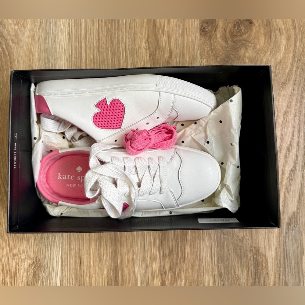 Kate Spade Fez Mule Sneakers Optic White Blossom Pink Size 7B LNC - Picture 5 of 7
